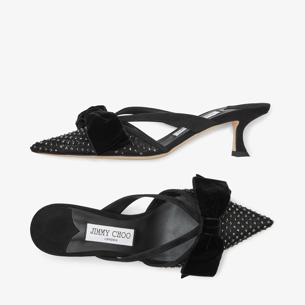 Like New Jimmy Choo Flaca 50 Kitten Heel Slide Sandals $1,095 37.5